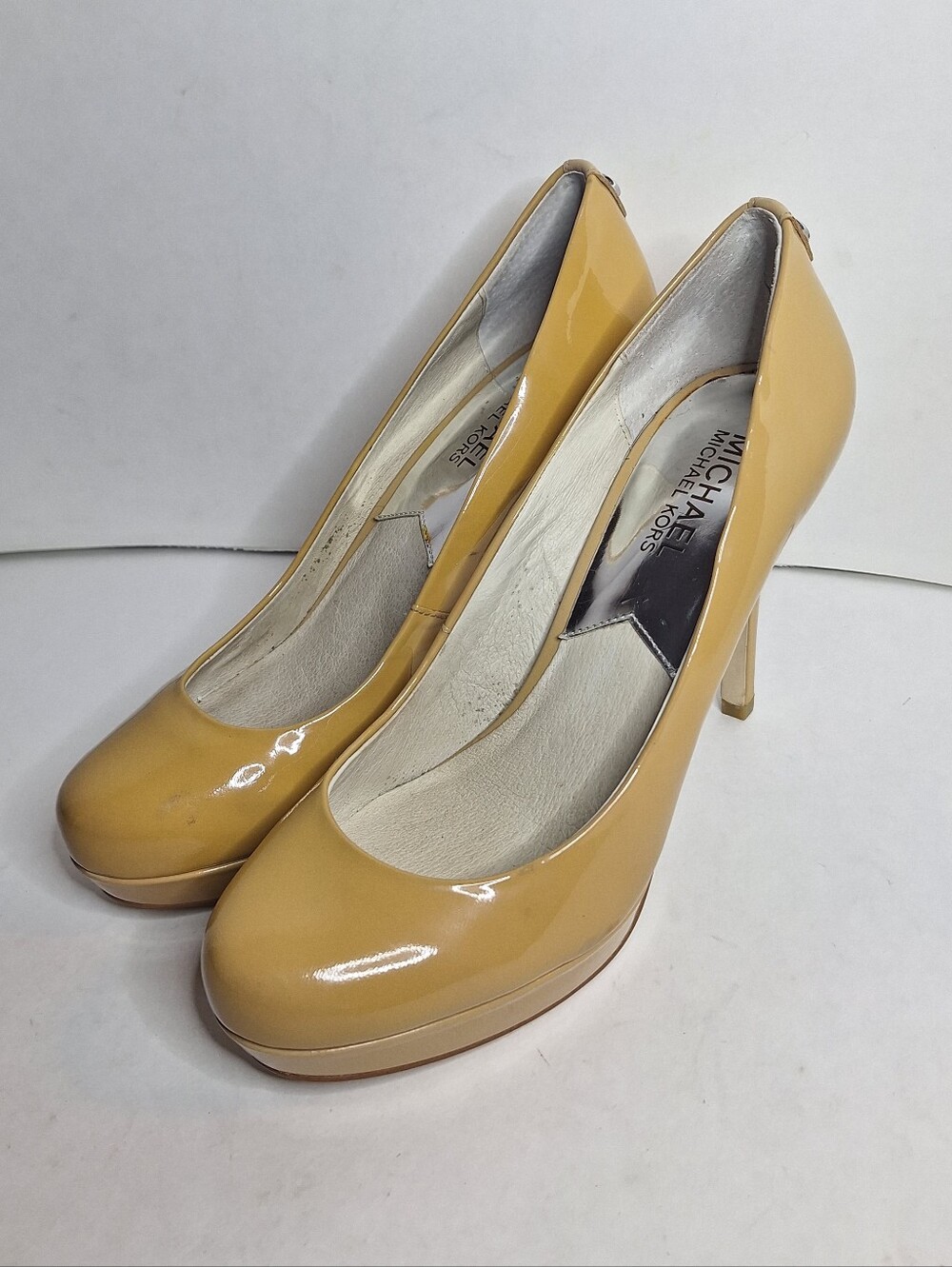 Michael Kors Golden Tan Ionna Pump Platform Round Toe Stiletto Shoes Size 7.5M